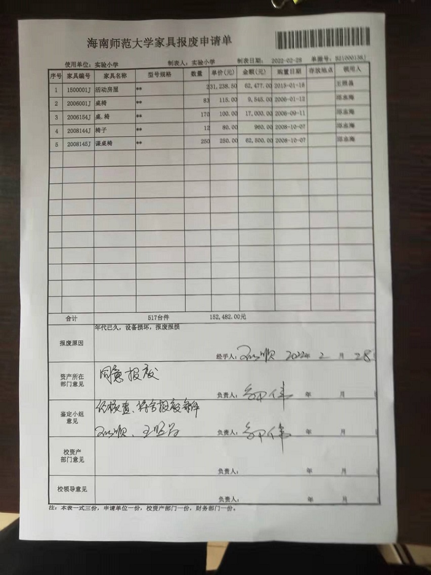 漫画18
固定资产处置签批单